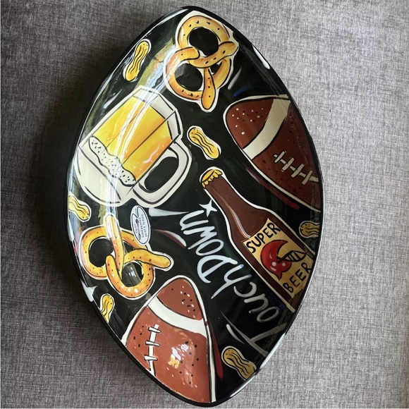 Touchdown Hand Painted Football Chip & Dip Bowls Football Design (Clay Art) - Picture 5 of 9